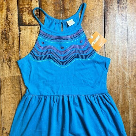 Gymboree Girls size 10 to 12 Large Maxi dress New blue colorblock vacation - Picture 3 of 6